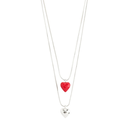 Maeve Recycled Necklace 2 In A Set - Silver Plated - Red