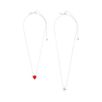 Maeve Recycled Necklace 2 In A Set - Silver Plated - Red