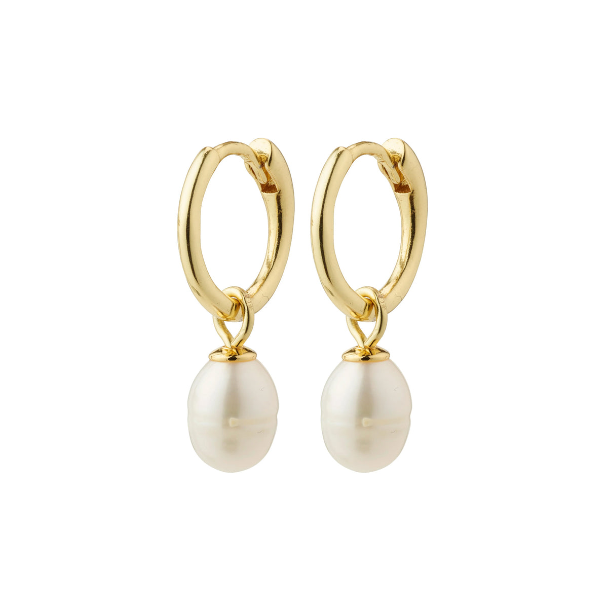 Berthe Recycled Pearl Hoop Earrings - Gold Plated