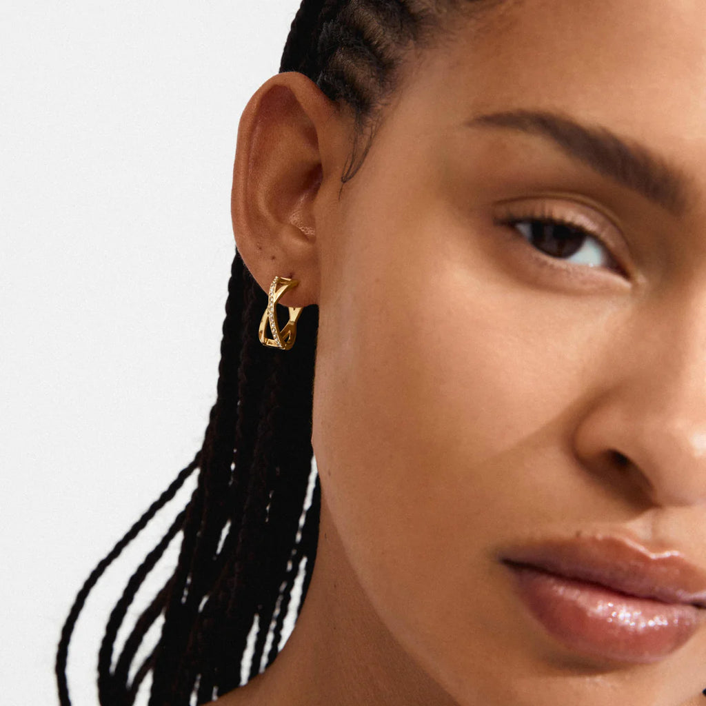 Kira Recycled Earrings - Gold Plated - Crystal