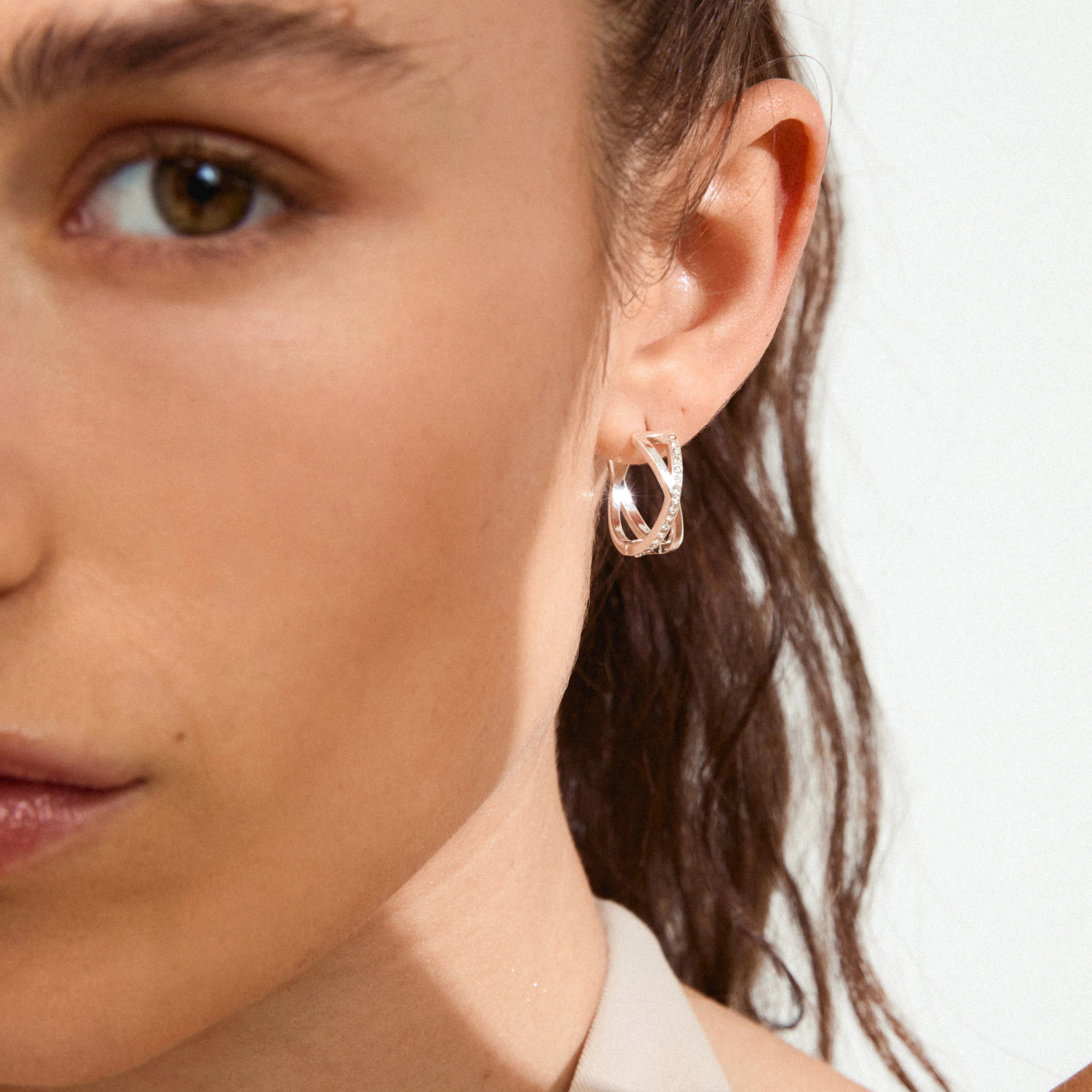 Kira Recycled Earrings - Silver Plated - Crystal