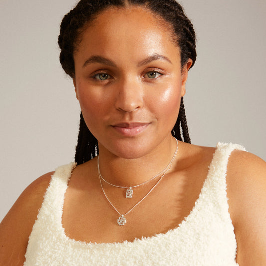 Brenda Recycled Pendant Necklace 2-In-1 Set - Silver Plated