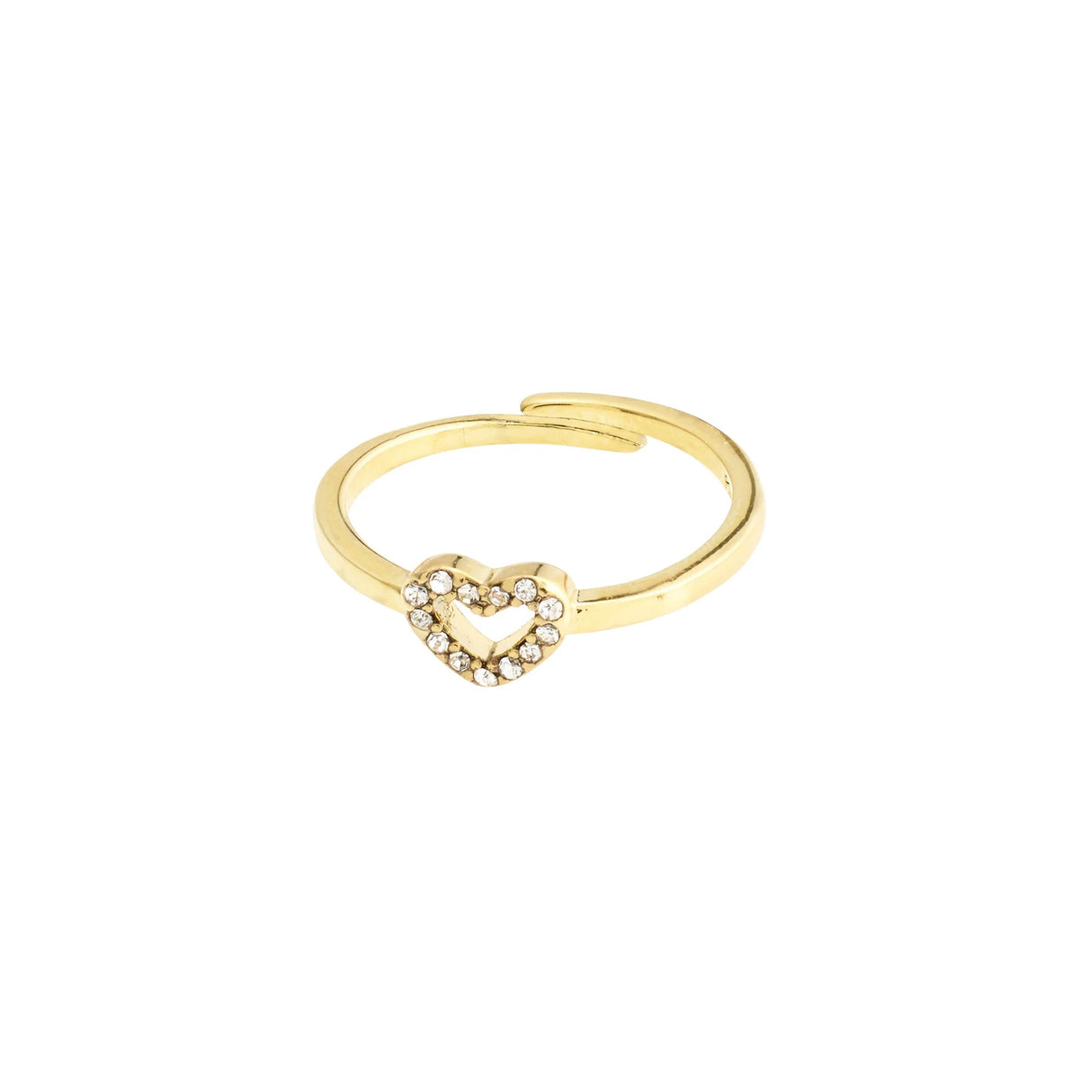 Lulu Recycled Crystal Heart Stack Ring - Gold Plated
