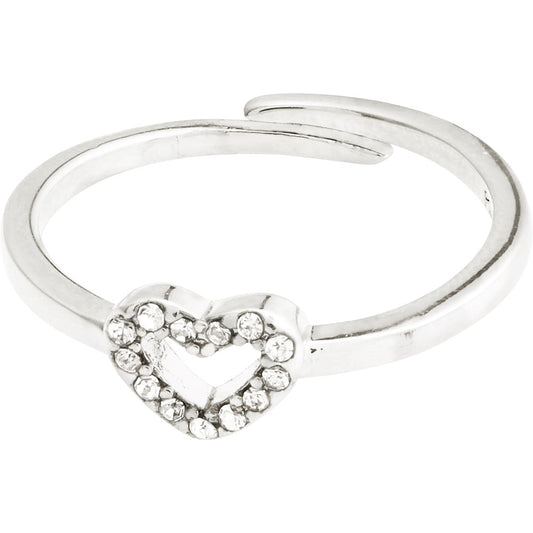 Lulu Recycled Crystal Heart Stack Ring - Silver Plated