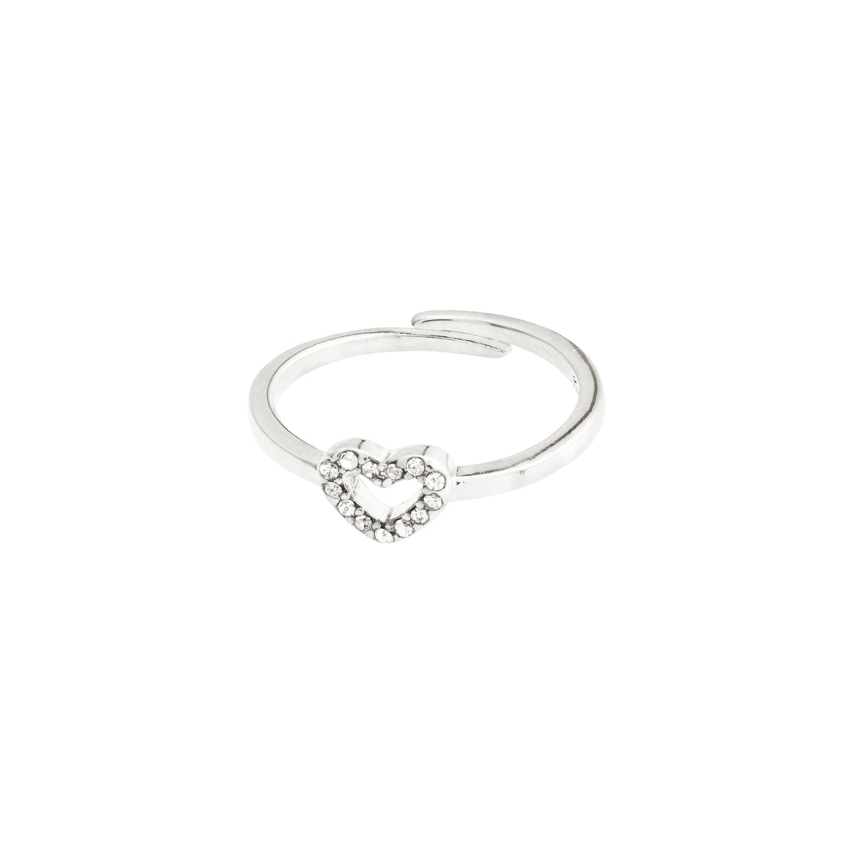 Lulu Recycled Crystal Heart Stack Ring - Silver Plated