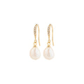 Jasmin Pearl Earrings - Gold Plated - White