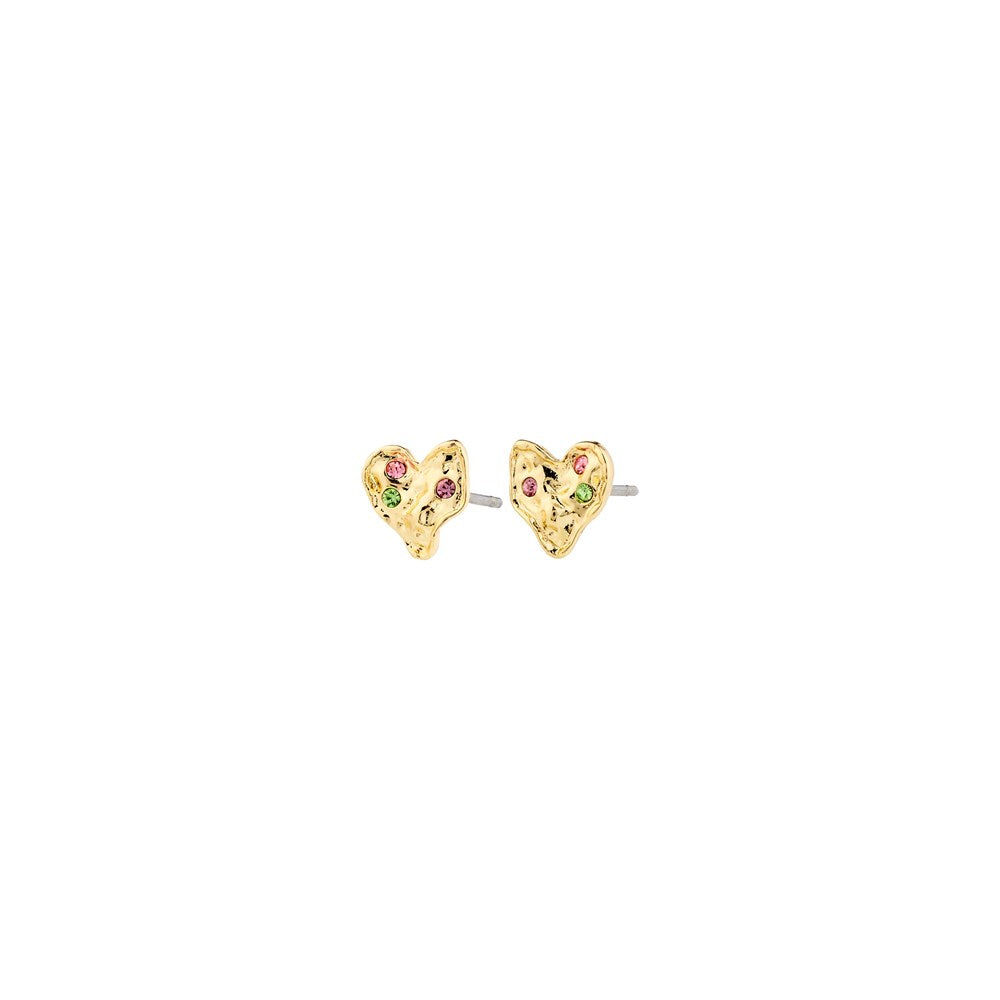 Ryan Recycled Heart Earrings - Gold Plated - Multi