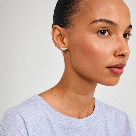 Jova Recycled Pearl Earrings - Silver Plated - White