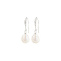 Jasmin Pearl Earrings - Silver Plated - White