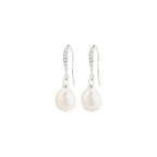 Jasmin Pearl Earrings - Silver Plated - White
