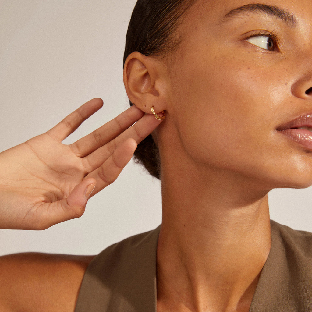 Eddy Recycled Organic Shaped Small Hoops - Gold Plated