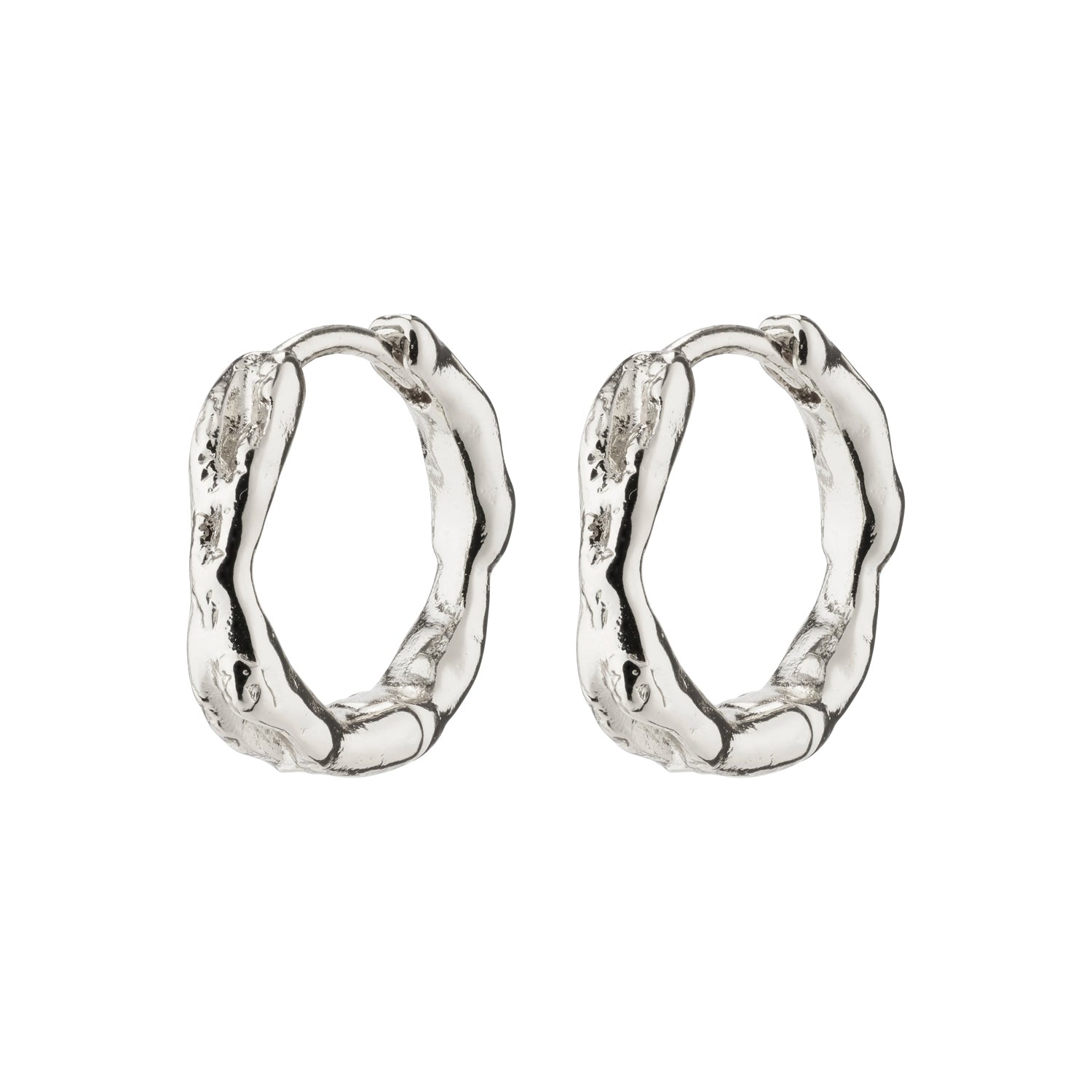 Eddy Recycled Organic Shaped Small Hoops - Silver Plated
