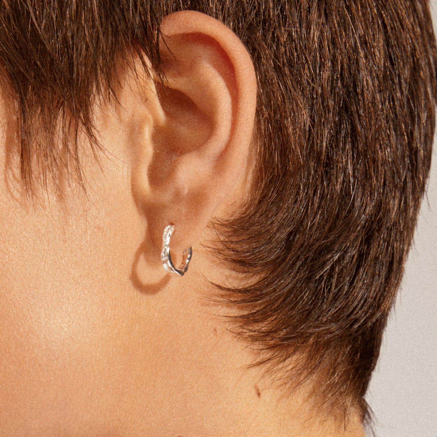 Eddy Recycled Organic Shaped Small Hoops - Silver Plated