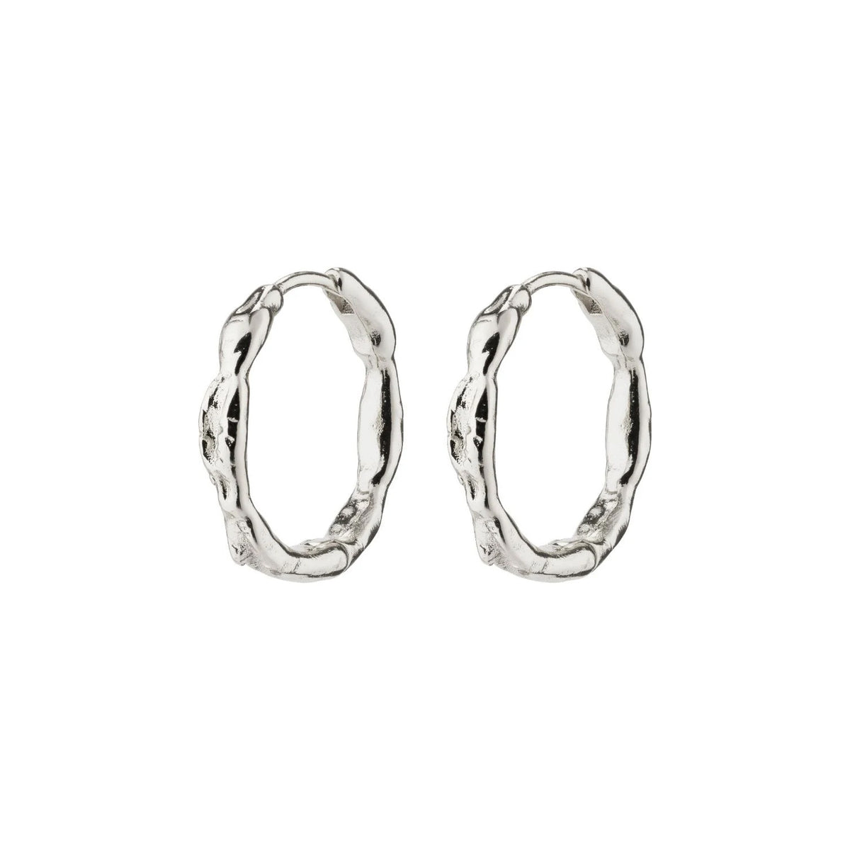 Eddy Recycled Organic Shaped Medium Hoops - Silver Plated