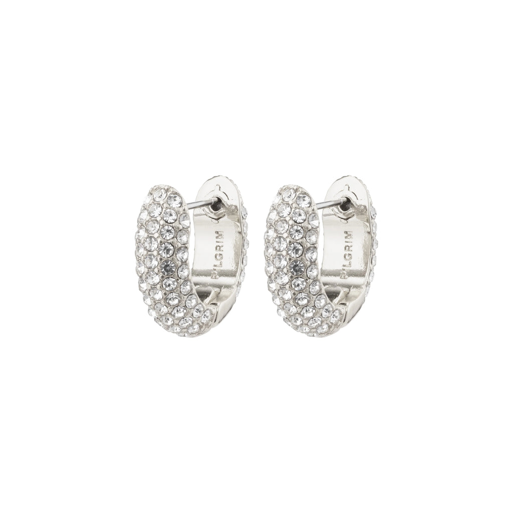 Lona Recycled Chunky Crystal Huggie Hoops - Silver Plated