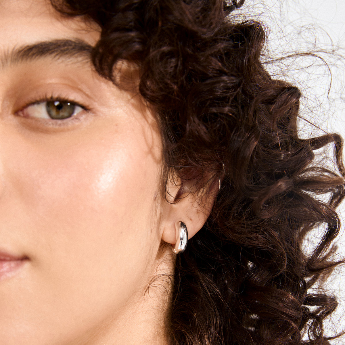 Mine Recycled Chunky Huggie Hoops - Silver Plated
