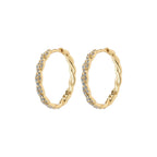 Ezo Twirled Crystal Hoops - Gold Plated