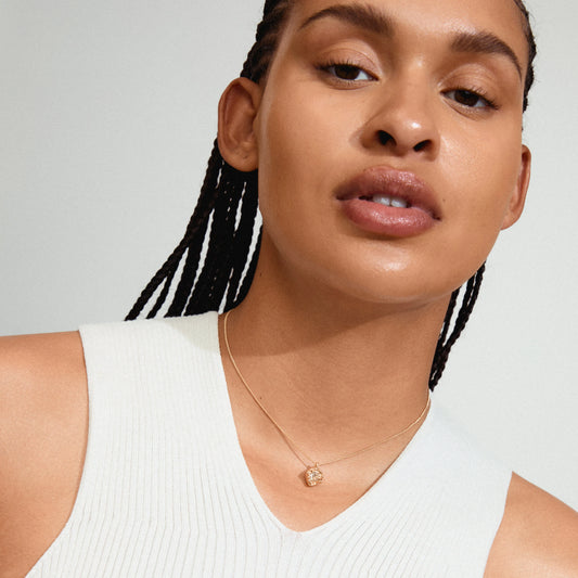 Callum Recycled Necklace - Gold Plated - Crystal