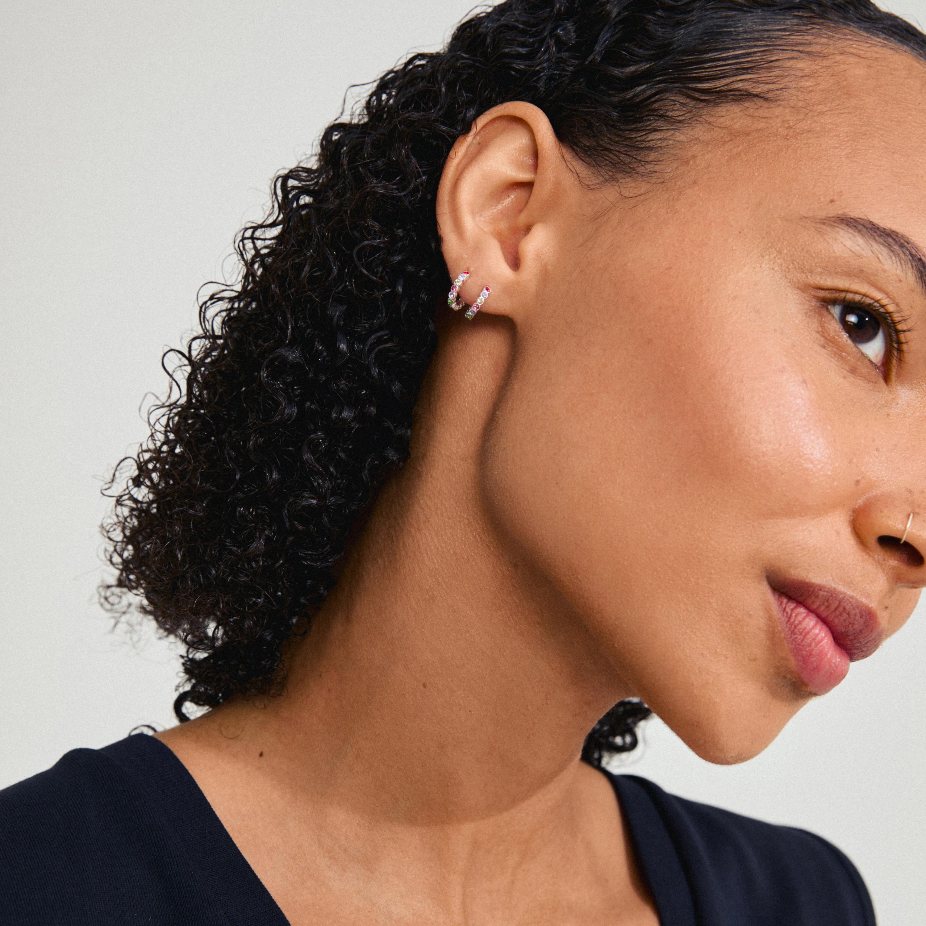 Kleopratra Recycled Hoop Earrings - Silver Plated - Multi