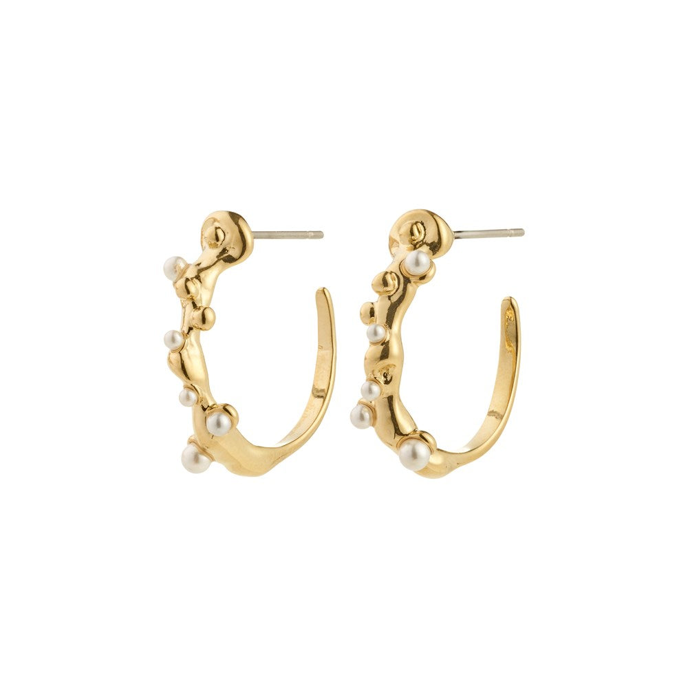 Hadley Recycled White Earrings - Gold Plated