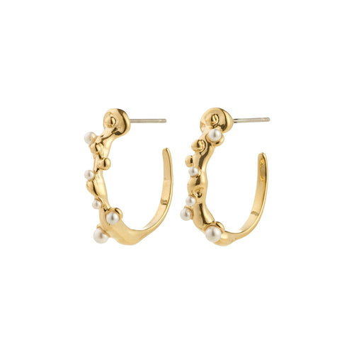Hadley Recycled White Earrings - Gold Plated
