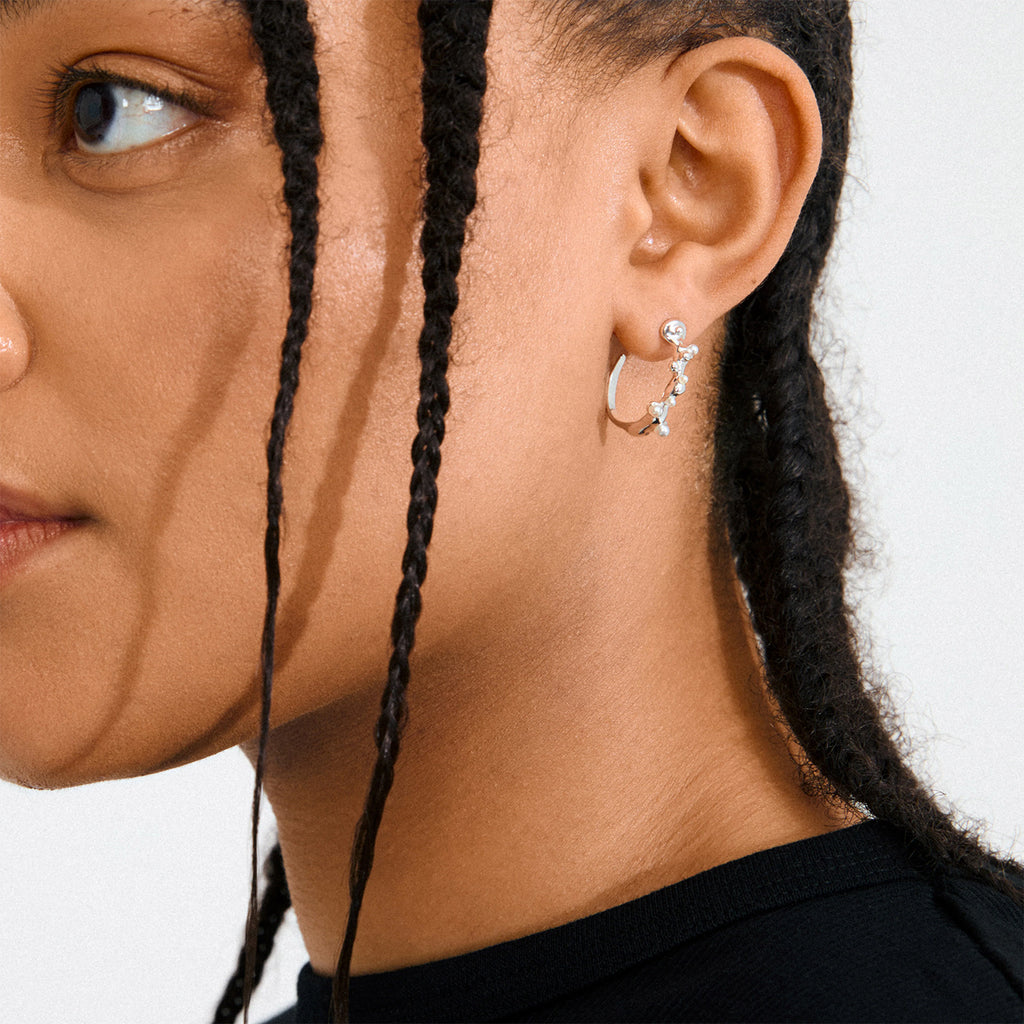 Hadley Recycled White Earrings - Silver Plated