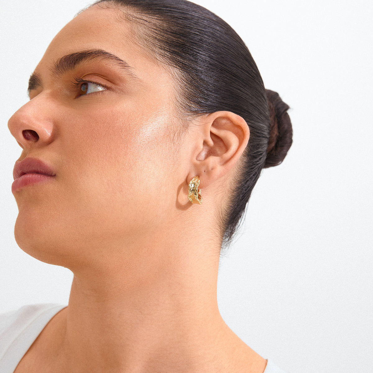 Elara Organic Shaped Hoop Earrings - Gold Plated
