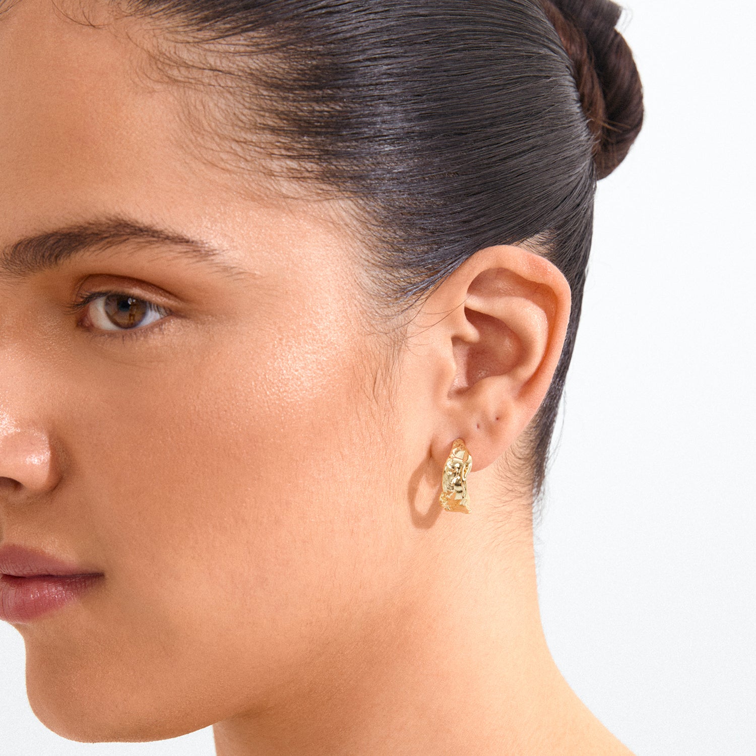 Elara Organic Shaped Hoop Earrings - Gold Plated