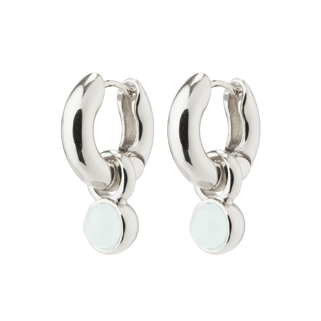 Evah Recycled Blue Hoop Earrings - Silver Plated
