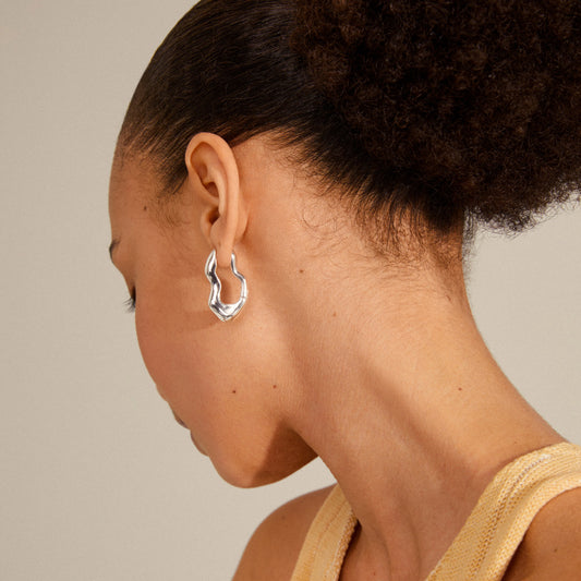 Loulia Recycled Wavy Earrings - Silver Plated