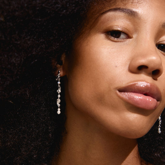 Sloan Pearl Earrings - Silver Plated - White