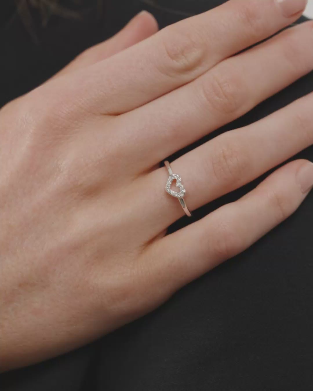 Lulu Recycled Crystal Heart Stack Ring - Silver Plated