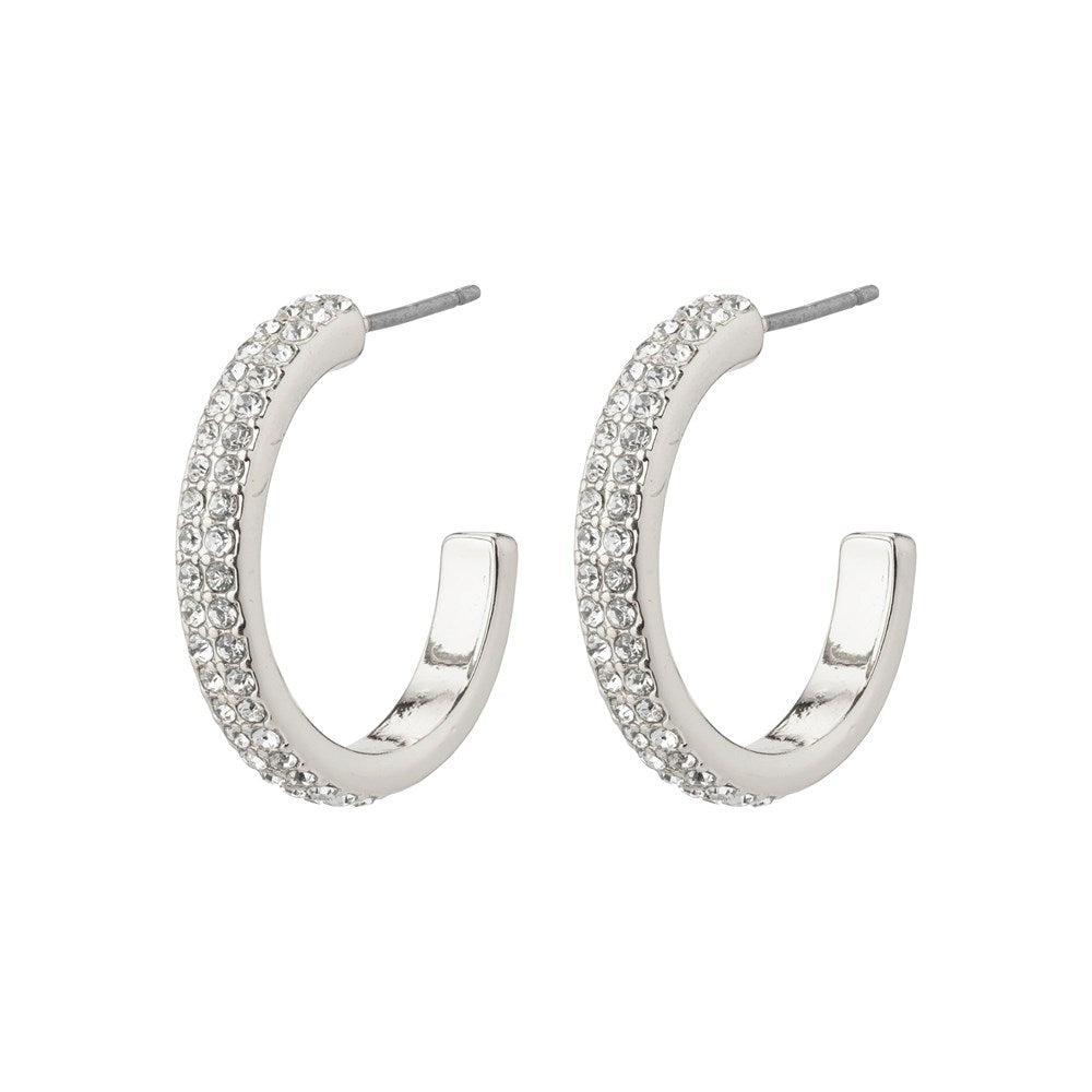 Heat Recycled Crystal Hoop Earrings - Silver Plated
