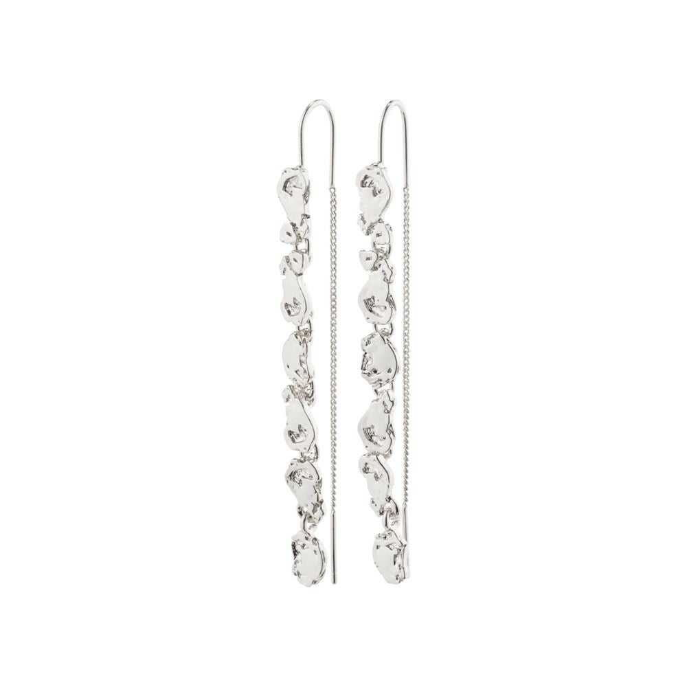 Thankful Long Chain Earrings - Silver Plated