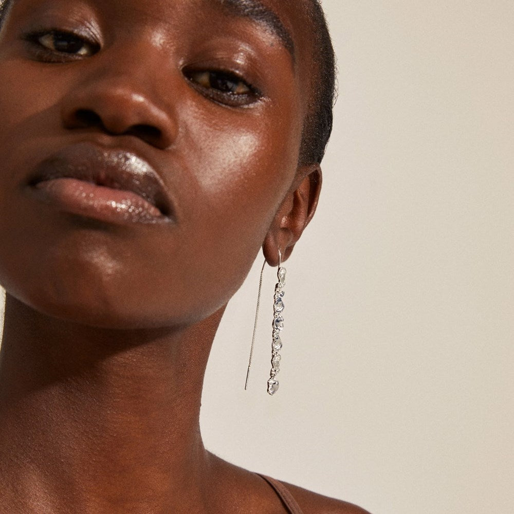 Thankful Long Chain Earrings - Silver Plated