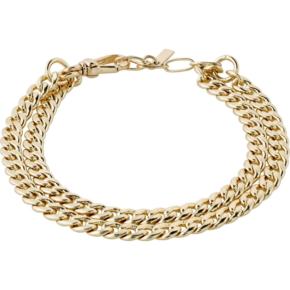 Blossom Recycled Curb Chain Bracelet 2-In-1 - Gold Plated