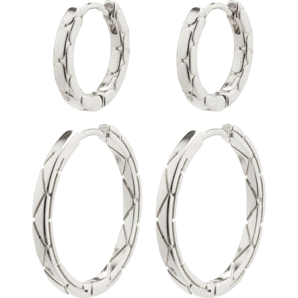 Blossom Recycled Hoop Earrings 2-In-1 Set - Silver Plated