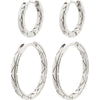 Blossom Recycled Hoop Earrings 2-In-1 Set - Silver Plated