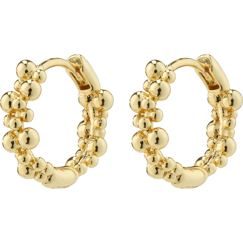 Solidarity Recycled Small Bubbles Hoop Earrings - Gold Plated