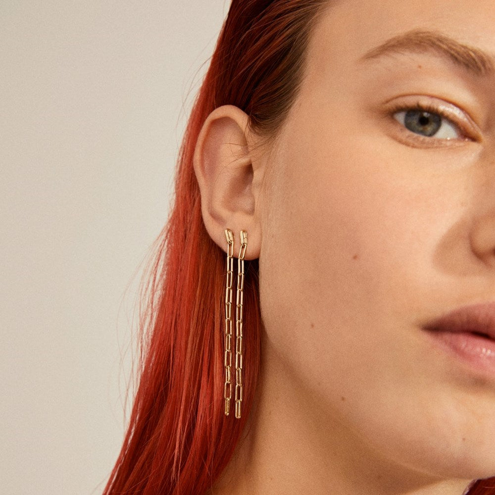 Thilde Long Chain Earrings - Gold Plated