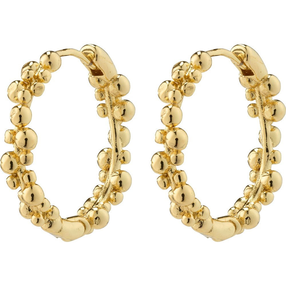 Solidarity Recycled Medium Bubbles Hoop Earrings - Gold Plated