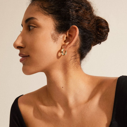 Aica Recycled Chunky Hoop Earrings - Gold Plated