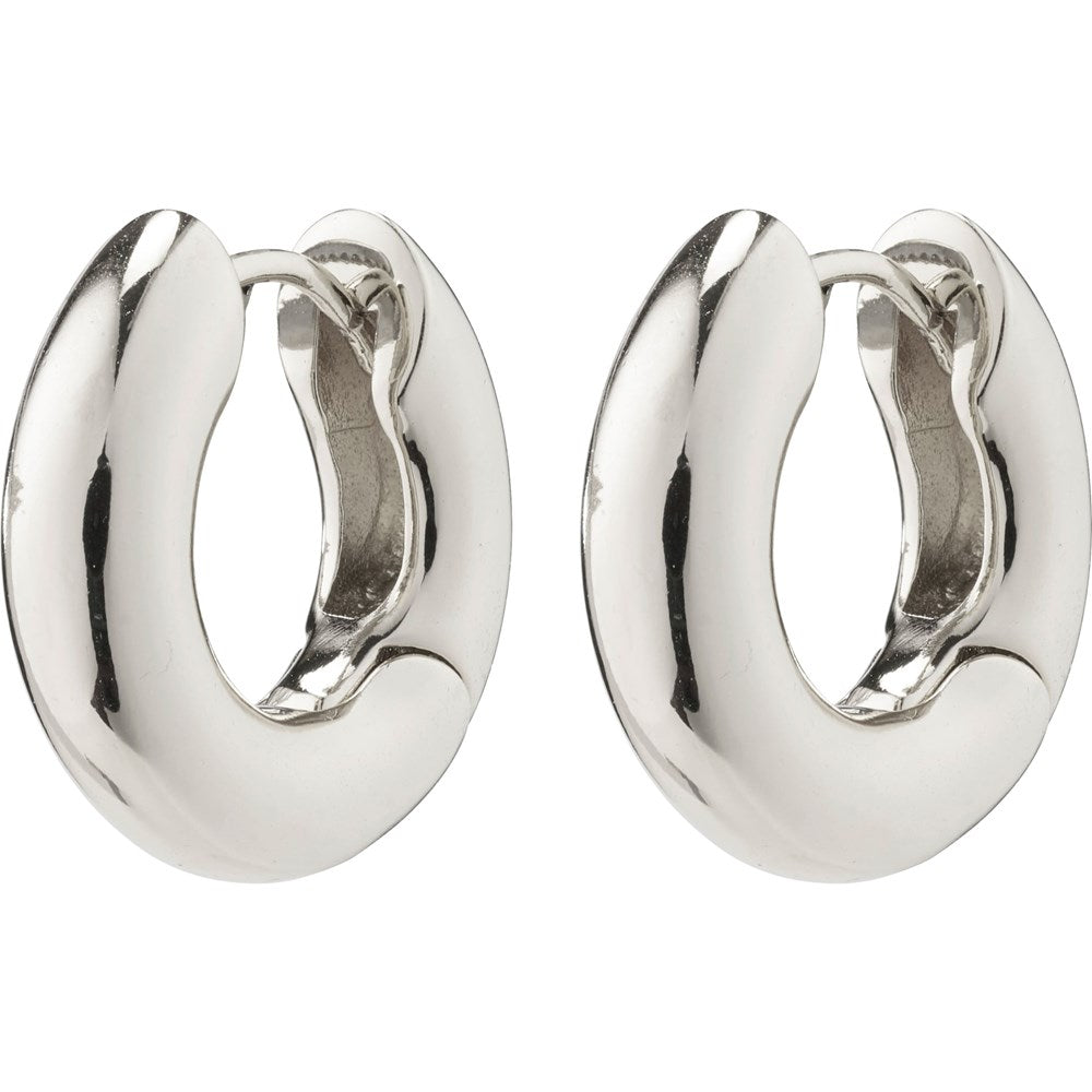 Aica Recycled Chunky Huggie Hoop Earrings - Silver Plated
