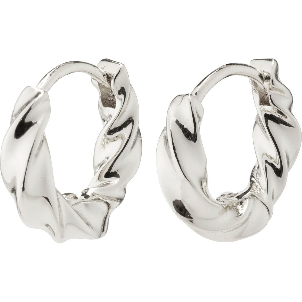 Taffy Recycled Small Swirl Hoop Earrings - Silver Plated