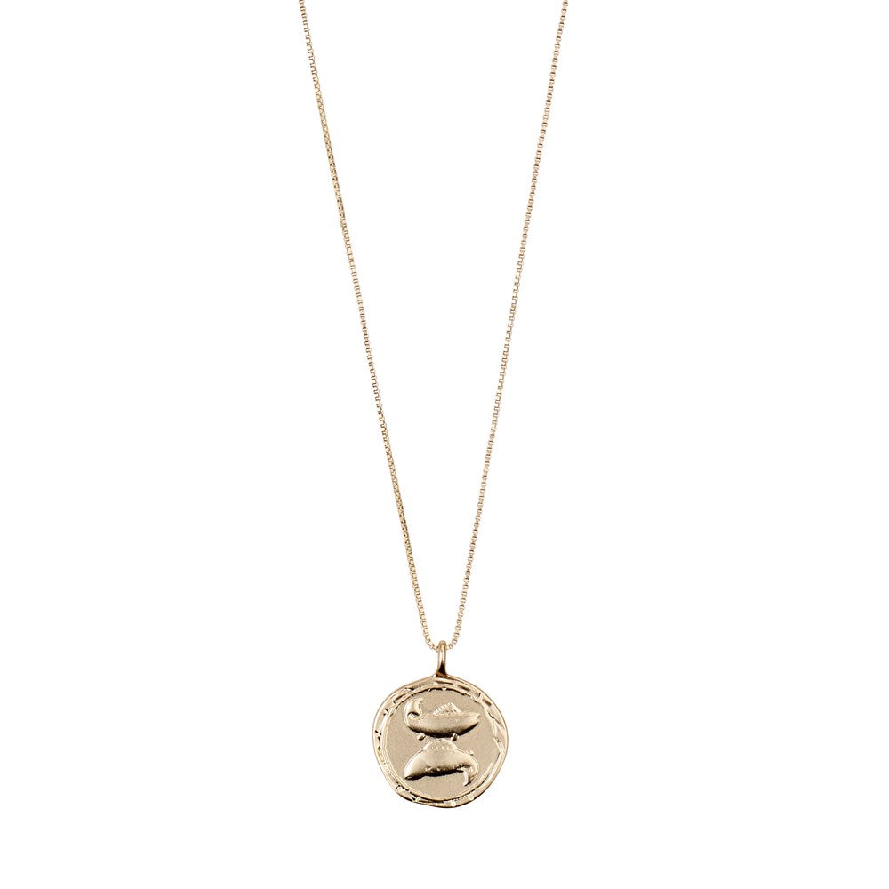 Pisces Zodiac Sign Necklace - Gold Plated - Crystal