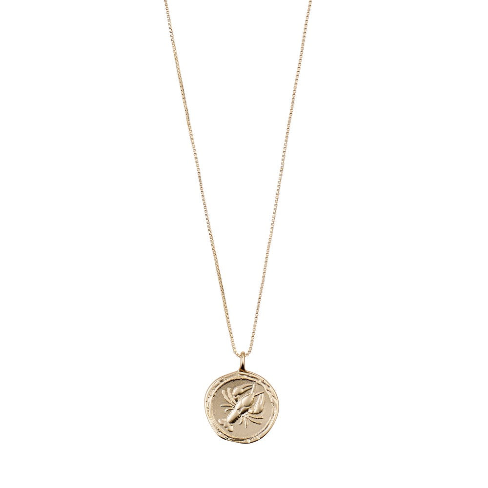 Cancer Zodiac Sign Necklace - Gold Plated - Crystal