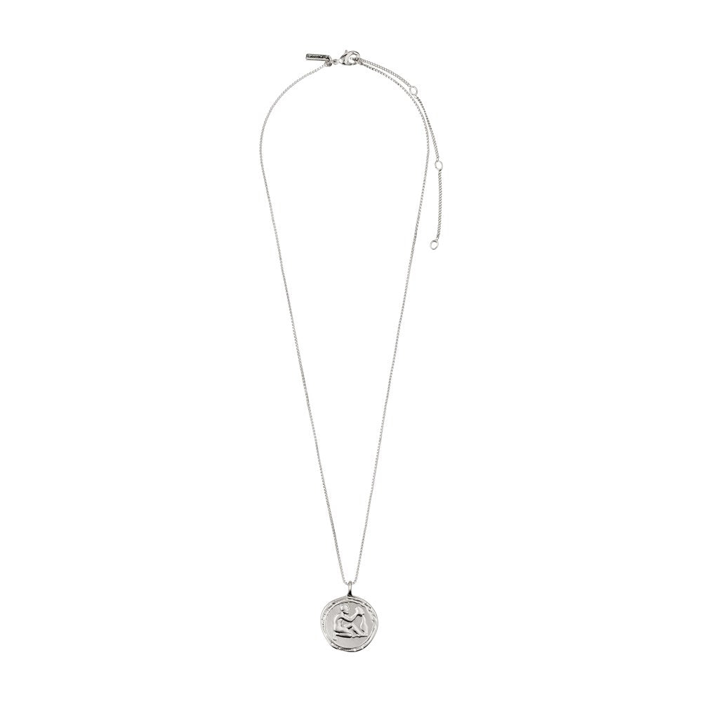 Aquarius Zodiac Sign Necklace - Silver Plated - Crystal
