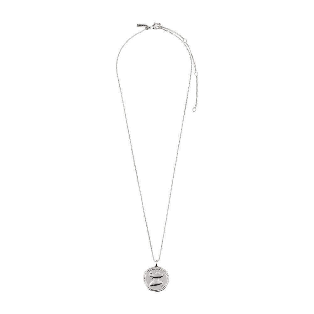 Pisces Zodiac Sign Necklace - Silver Plated - Crystal