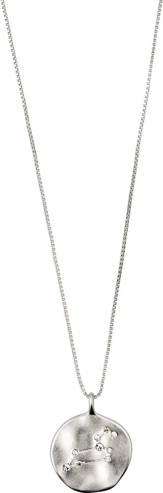 Leo Zodiac Sign Necklace - Silver Plated - Crystal
