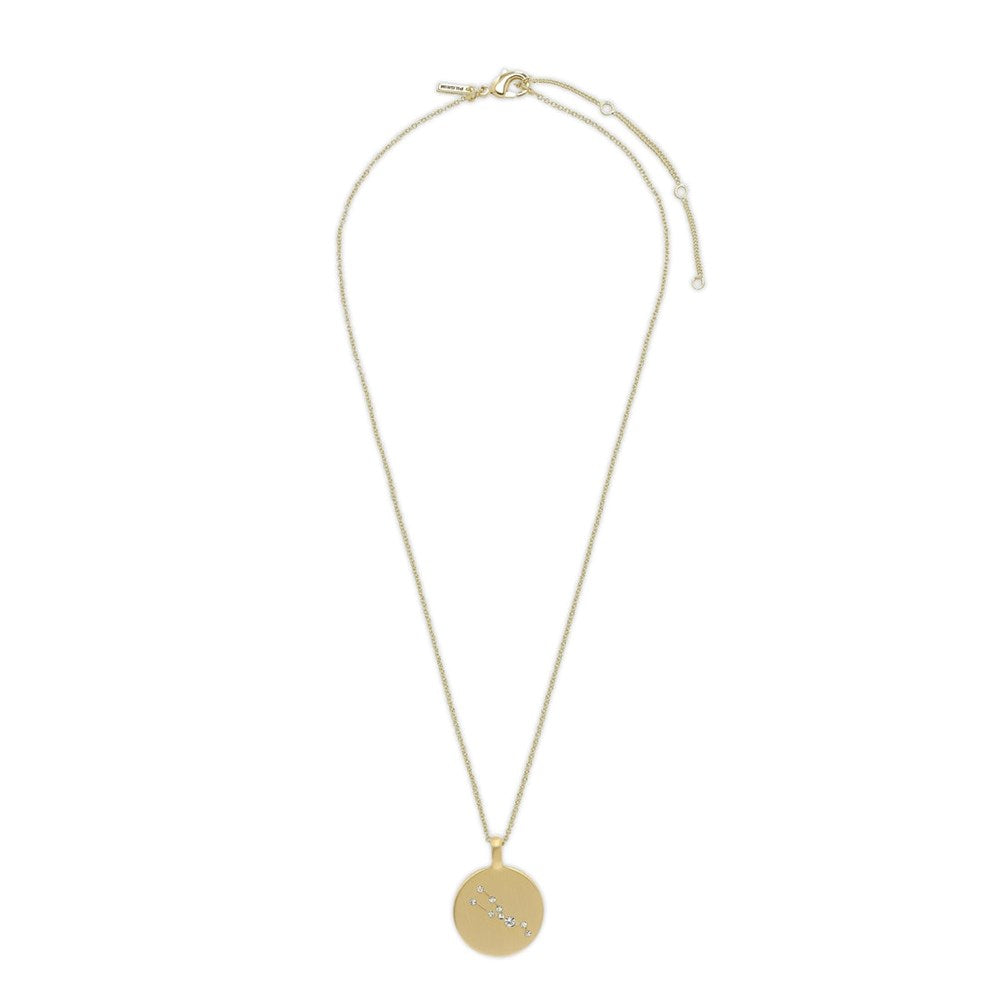 Taurus Zodiac Sign Necklace - Gold Plated - Crystal